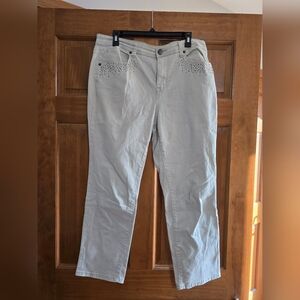 Christopher & Banks Cream Pants with Studded Detail